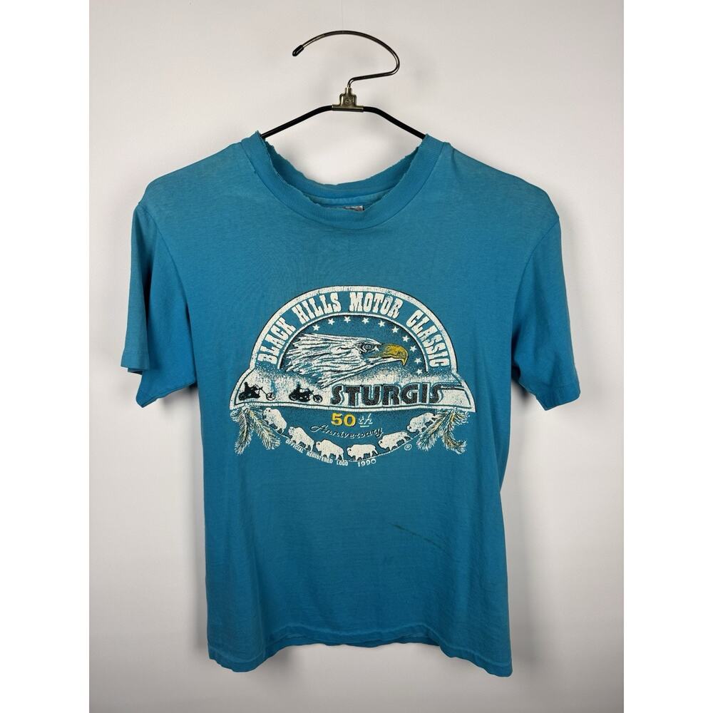 1991 Harley Sturgis Black Hills Motorcycle Rally 50th Anniversary Medium 20x27